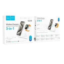 Зарадка Qi HOCO Falcon 3-in-1 desktop vertical wireless fast charging CQ19 |15W| - мініатюра 2