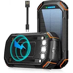 Повербанк с солнечной панелью Jinepin Solar Power Bank 20000 mAh PN-W23 IPX4 15W Qi