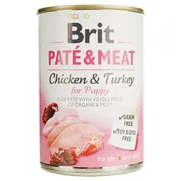 Вологий корм для цуценят Brit Pate & Meat з куркою та індичкою 400 г - мініатюра 3