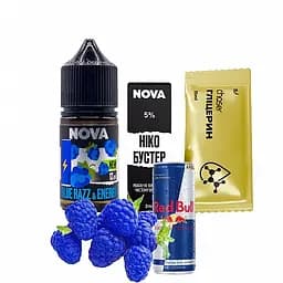Набор компонентов для самозамеса солевой заправки Nova 30 мл BLUE RAZZ ENERGY Энергетик, 0-50 мг (18075)