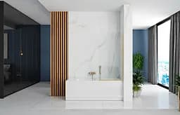 Шторка для ванни Rea Elegant 80 brushed gold нерухома REA-W6601, Універсальна, прозорий, золотий - мініатюра 3