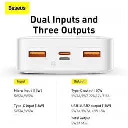 Умб Baseus Bipow Digital Display Power Bank 20000mAh 2USB/1Type-C, PD/QC, 20W, 3A (PPDML-M02) 000007519-up - мініатюра 3