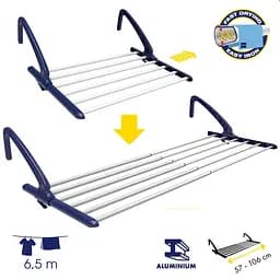 Сушилка для білизни навісна Casa Si BalconFlex Mono 6.5 м алюміній Білий - мініатюра 1