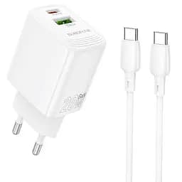 МЗП Borofone BN27 Fuente PD20W+QC3.0 (1USB-A/1C) + кабель Type-C to Type-C White