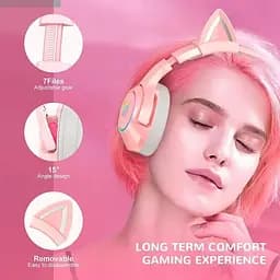 Навушники Onikuma Gaming Cat Ear K9 7.1 з вушками рожевого кота з підсвічуванням - мініатюра 10