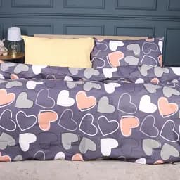 Комплект постільної білизни MirSon Ranforce Elite 17-0720 Ashen Hearts 2 x 160 x 220 см сіро-бежевий (2200010686463)