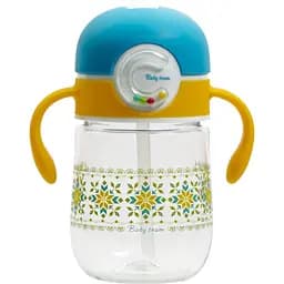 Поїльник Baby Team з силіконовою трубочкою та ручками помаранчовий з синім 300 мл