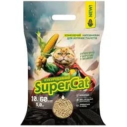 Кукурузный комкующийся наполнитель Super Cat для кошачьих туалетов, 5 кг