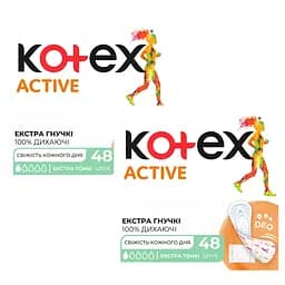 Щоденні прокладки Kotex Active Deo 96 шт. (2 уп. х 48 шт.)