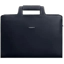 Шкіряна сумка для ноутбука і документів темно-синя Краст