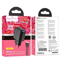 Мережевий зарядний пристрій Hoco CS22A Value single port PD30W charger set(C to iP) чорний - мініатюра 4