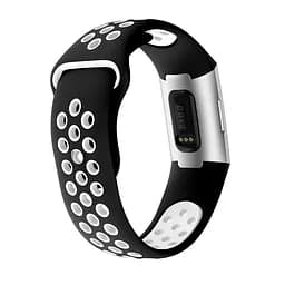 Силіконовий ремінець Primo з перфорацією для фітнес браслета Fitbit Charge 3/4 Black White/розмір S - мініатюра 3