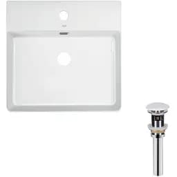 Умивальник Qtap Nando LT підвісний прямокутний 500x420x120 мм White + донний клапан PU02O, Білий