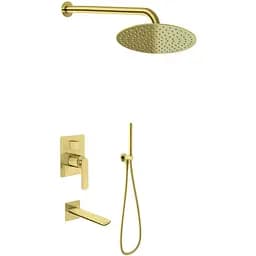 Душова система Kohlman Experience 25 brushed gold + BOX прихованого монтажу KPL-QW211EGDBR25, Золотий