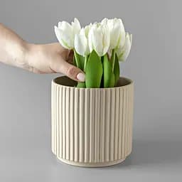 Ваза-кашпо МВМ My Home, 13 см, бежева (DH-FLOWERS-24 M BEIGE) - мініатюра 3