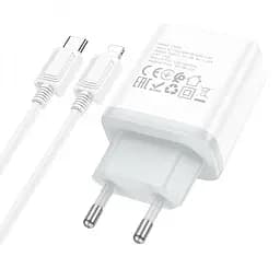 Мережевний зарядний пристрій Hoco C104A PD20W 1USB-C + кабель Type-C to Lightning White - мініатюра 2