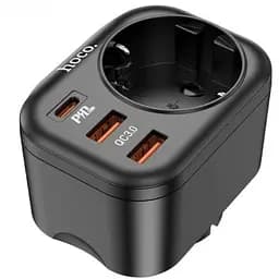 Мережевий фільтр HOCO NS3 на 1 розетку + 2 USB + USB-C, 20W, 220В, Black