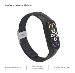 Ремінець для Xiaomi Mi Band 7/6/5/4, Braided Solo Loop, чорний, нейлоновий плетений браслет, еластичний змінний ремінець для фітнес-трекера з надійним кріпленням, ArmorStandart (ARM69904) - мініатюра 4