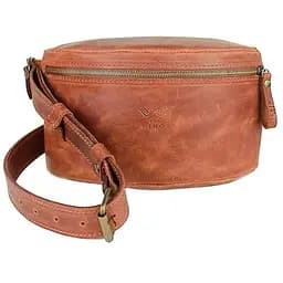 Шкіряна поясна сумка світло-коричнева вінтажна