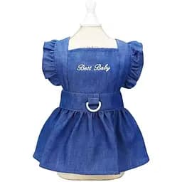 Платье Ginger для животных M Best Baby джинс хлопок на липучке синее Д-25 см ОГ-37 см ОШ-26 см