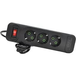 Мережевий фільтр подовжувач Voltronic F-23 3 розетки EU 2 м 3х0.75 мм 2500W Black