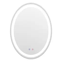 Дзеркало овальне 60*80см, в алюмінієвій рамі, з підсвічуванням, диммером, підігрівом дзеркала, брошований нікель Volle 16-40-600S, Никель
