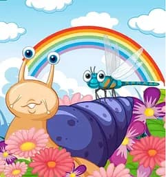 Набор для росписи по номерам Улитка и стрекоза под радугой, Strateg, 30x30 см, ES214