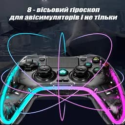 Джойстик геймпад JYC для PS4 и ПК, телефону прозорий бездротовий з RGB - мініатюра 8