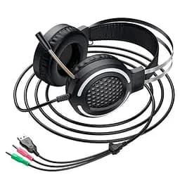 Дротові навушники ігрові Hoco Gaming LED Headphones ESD03, USB, 2х3.5mm, 2m, black - мініатюра 3