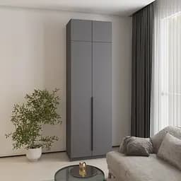 Шкаф 2-дверный с антресолью MebelStar Оскар ДСП BL-B, стандарт 80x52x260 см Антрацит (MBS-4770)