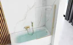 Шторка для ванни Rea Elegant 80 brushed gold нерухома REA-W6601, Універсальна, прозорий, золотий - мініатюра 2