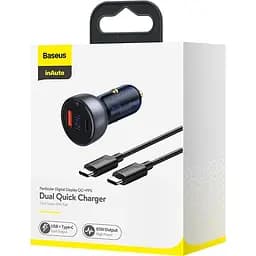 Автомобільний зарядний пристрій Baseus Particular PPS 1USB + Type-C 65W + Cable Type-C/Type-C 1m TZCCKX-0G - мініатюра 3