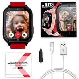 Смарт-годинник JETIX DF100 Pro з 4G відеодзвінком, вібродзвінком і вологозахистом IP67 - Red - мініатюра 9