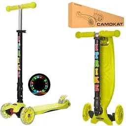 Самокат детский iTrike складной 40х13х76-85 см Салатовый 000222563