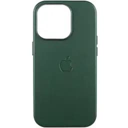 Шкіряний чохол Leather Case (AAA) with MagSafe and Animation для Apple iPhone 15 Pro Max (6.7) Green
