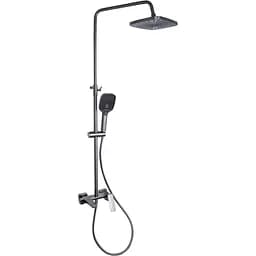 Душова система універсальна Qtap Gemini на три споживача (з виливом) QTGEM111GMB45688 Gunmetal Black PVD, Шліфований чорний хром