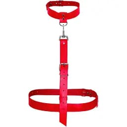 Сексуальна портупея із натуральної шкіри Art of Sex - Heidi, розмір XS-2XL, колір червоний