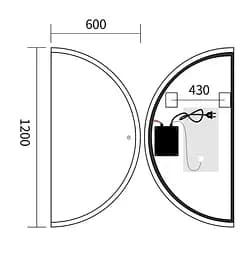 Дзеркало Mixxus Premium TOPPER MS03-60x120 (LED Touch, Anti-fog (3-6,5kK)) (MP6635) - мініатюра 5