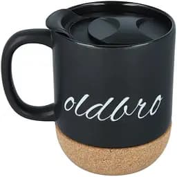 Керамічний кавовий кухоль OldBro BlackWhite 400 мл з корковим дном і кришкою