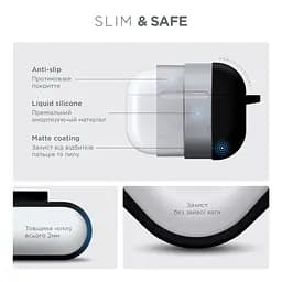 Силіконовий чохол для навушників Apple AirPods Pro 2 2022, Hang Case, чорний, ультратонкий захисний кейс товщиною 2 мм, захист від подряпин, пилу та ударів, компактний, з карабіном для кріплення, ArmorStandart (ARM68601) - мініатюра 3