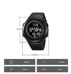 Годинник чоловічий наручний спортивний Skmei 2166 Compass з компасом і крокоміром (Чорний) - мініатюра 5