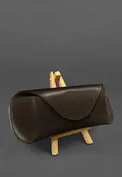 Кожаный чехол для очков с клапаном на магните Темно-коричневый краст