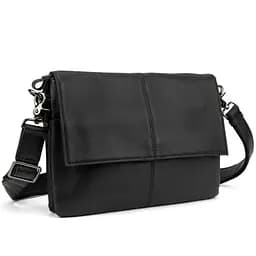 Шкіряна сумка через плече горизонтальна тонка Tiding Bag 82298A чорна