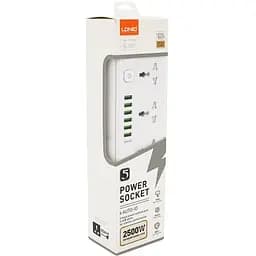 Мережевий фільтр LDNIO SС5614, 5 Розеток + 6 USB, 2 м, перетин 3х0.75 мм, White, Box - мініатюра 3
