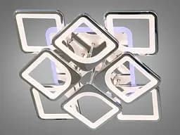 Стельова LED-люстра Diasha S8060/4+4HR 3color з пультом і димером, хром, 130W, 7150 lm, квадратні акрилові плафони 49x49 см - мініатюра 3