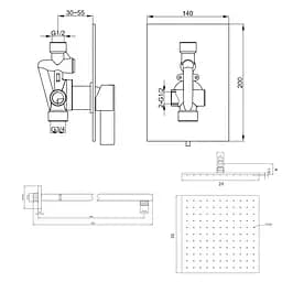Душова система Kohlman Dexame 20 chrome + BOX прихованого монтажу QW220DQ20, Хром - мініатюра 2