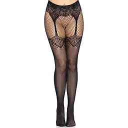 Колготки Leg Avenue Fishnet tights with back seam One size Black задній шов мереживо сітка