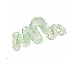 Заколка-крабик для волос волнистая 11 см с мелкими блестящими стразами, металлический зажим, салатовый