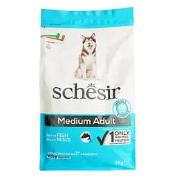 Монопротеїновий сухий корм для собак Schesir Dog Medium Adult Fish з рибою 3 кг