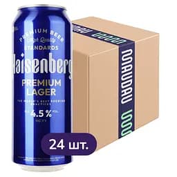 Упаковка пива Haisenberg Premium Lager светлое 4.5% 12 л (0.5 л х 24 шт.) ж/б